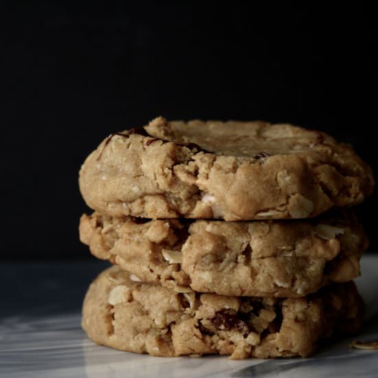 Chewy PB Chocolate Chip Oat Cookies