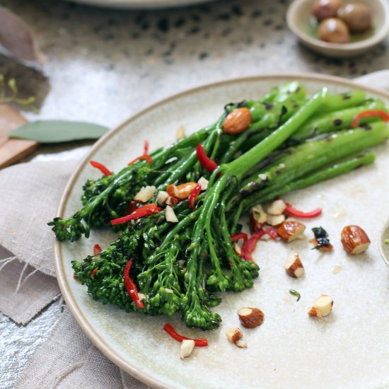 Charred Broccolini, Chilli, Almonds