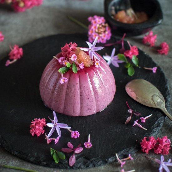 Plum Panna Cotta with Finger Lime