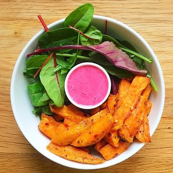 Sweet Potato Chips & Beetroot Dip