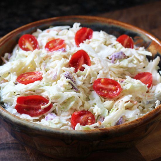 Creamy Coleslaw with Cherry Tomatoes