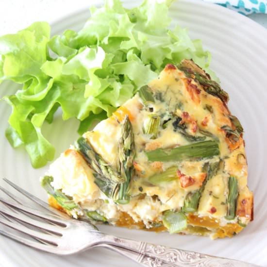 Asparagus, Pumpkin and Feta Quiche