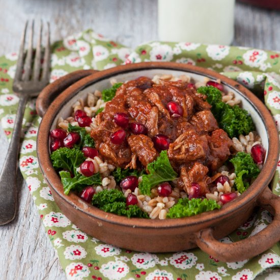 Spelt with Kale & Pulled Beef