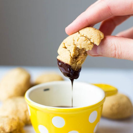 PB Stuffed Cookies with Fudge Sauce