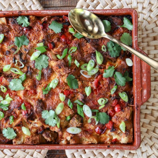 Chorizo and Red Pepper Strata