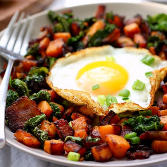 Sweet Potato Bacon Hash for One