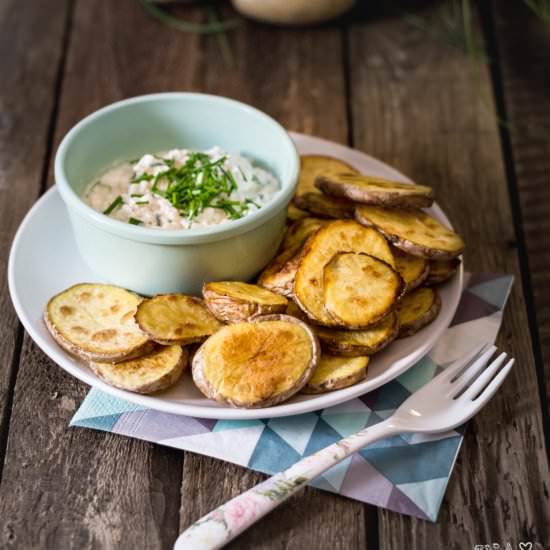 Crispy Potato Slices with Chive Dip