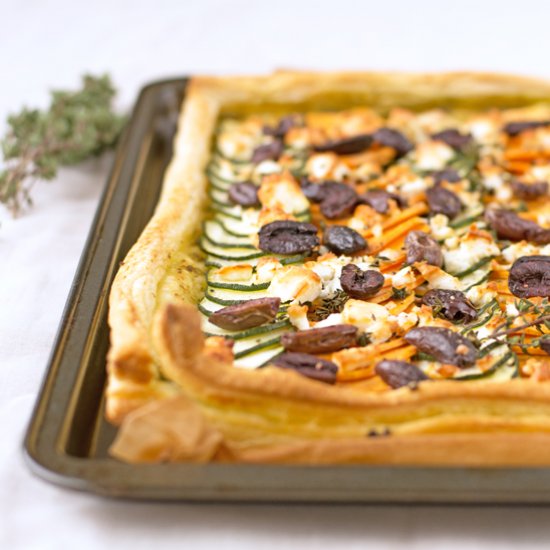 Sweet Potato, Zucchini & Feta Tart