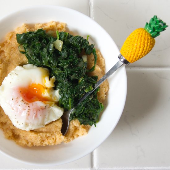 Polenta, Spinach and Eggs