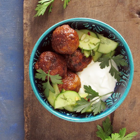 Chicken Meatballs with Chilli Sauce