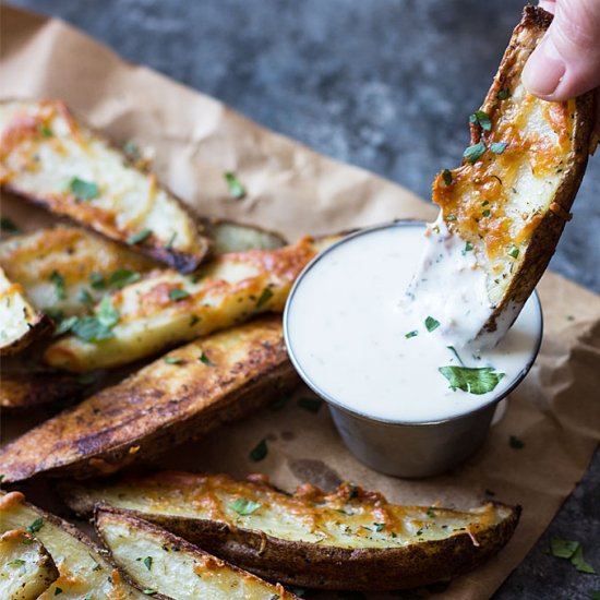 baked herb parmesan potato wedges