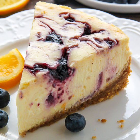 Lemon Blueberry Swirl Cheesecake