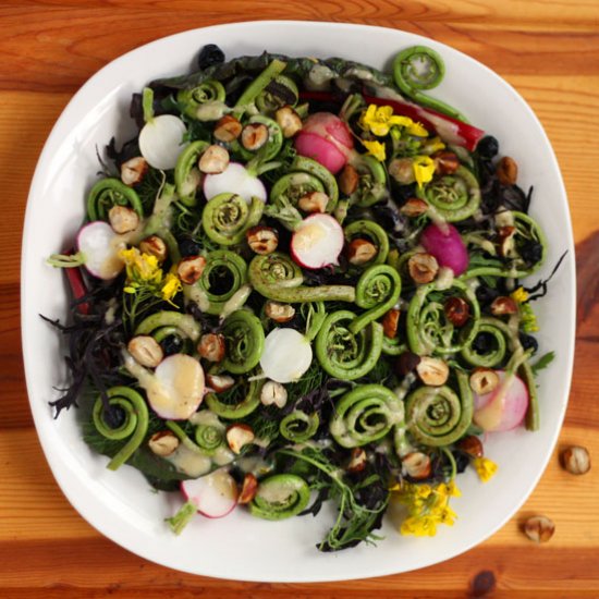 Spring Green Fiddlehead Fern Salad