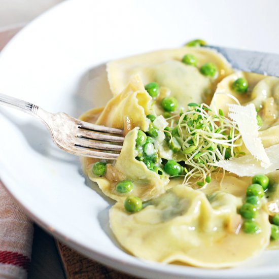 Spring Asparagus and Pea Ravioli