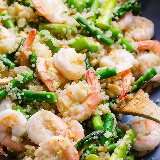 Garlic Butter Shrimp, Quinoa