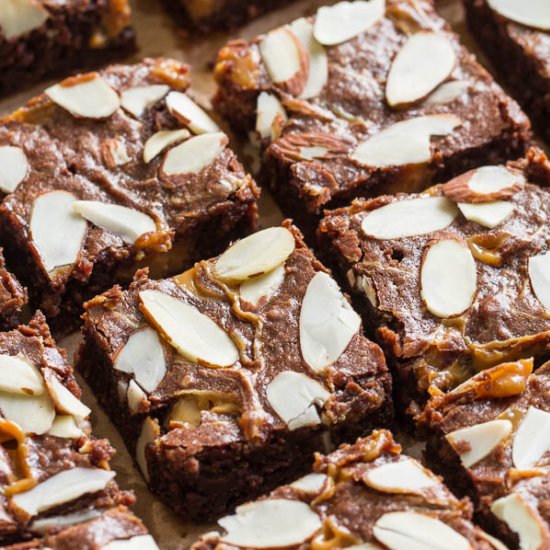 Almond Brownies with Dulce de Leche