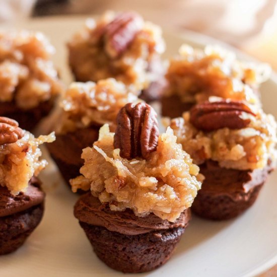 GF German Chocolate Mini Cupcakes