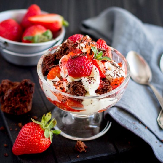 Eton Mess with chocolate cake