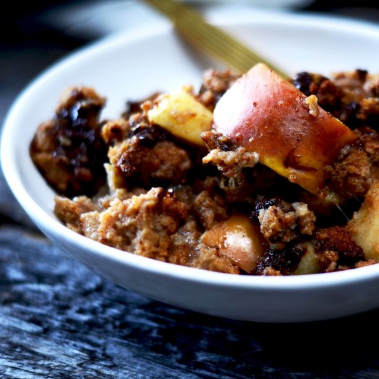 Apple Chocolate Rum Bread Pudding