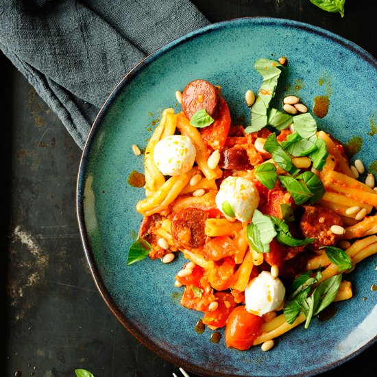 Pasta with Chorizo and Paprika Sauce