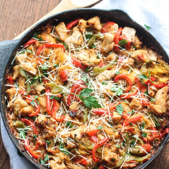 Cajun Chicken Spaghetti Squash Bake