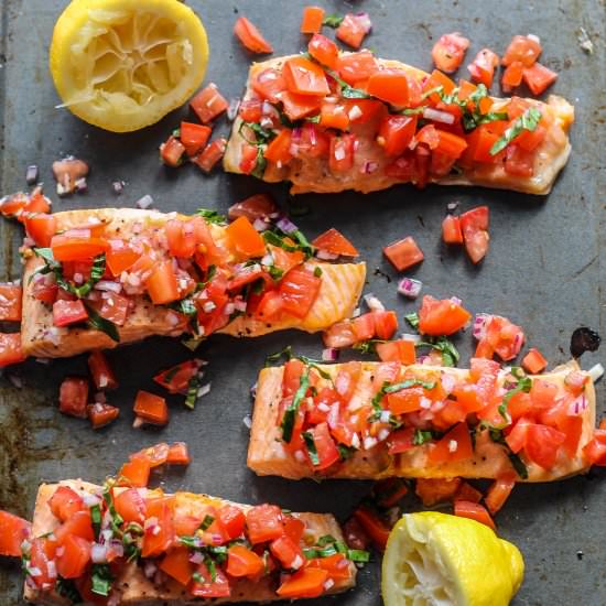 Salmon with Tomato Basil Relish