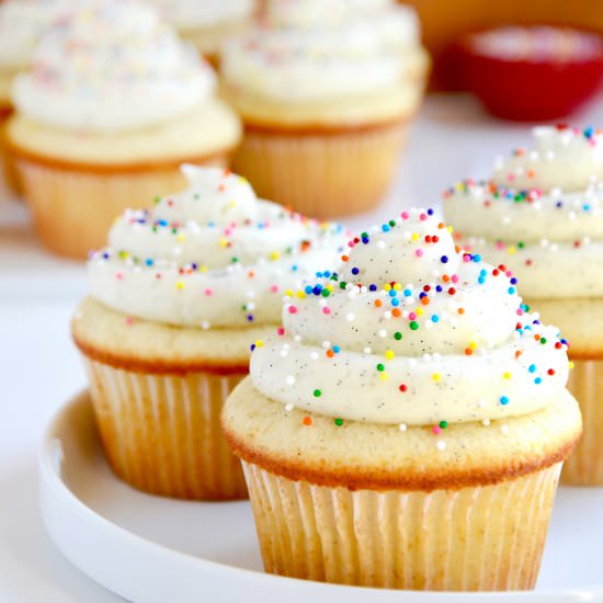 Vanilla Bean Cupcakes with Frosting