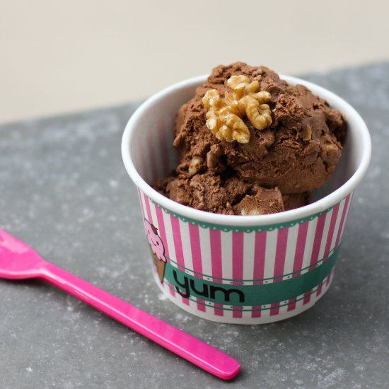 Chocolate Ice Cream with Walnuts