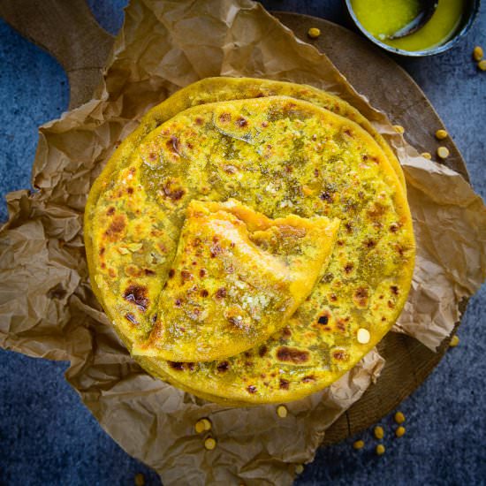 Lentil and Jaggery Stuffed Bread