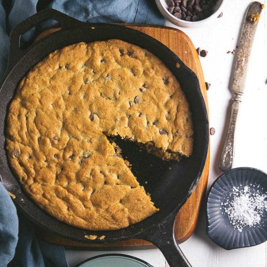 Cast iron chocolate chip cookie