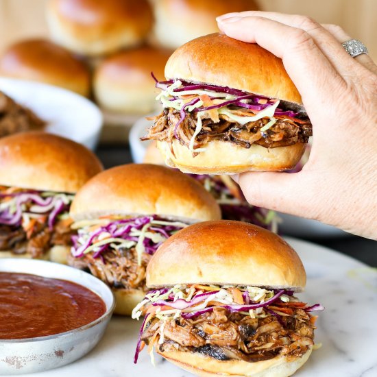 Mushroom & pulled pork sliders