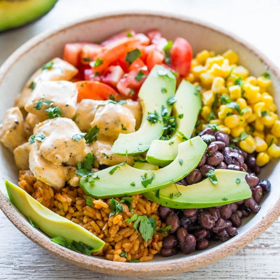 Buffalo Chicken Burrito Bowls