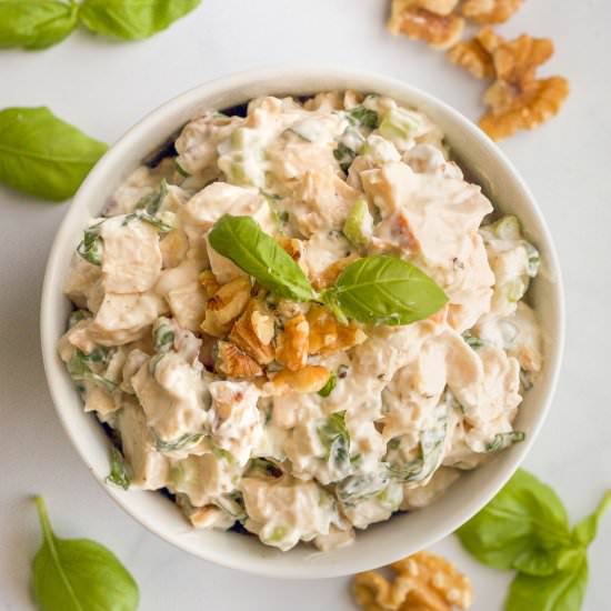 Basil Chicken Salad with Walnuts