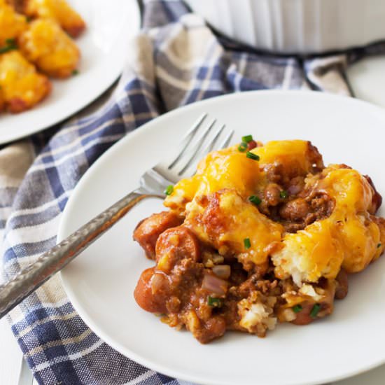 Chili Dog Tater Tot Casserole