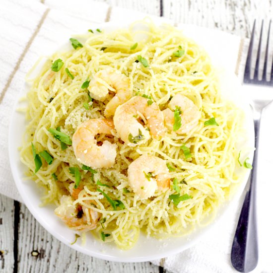 Garlic Parmesan Shrimp & Angel Hair