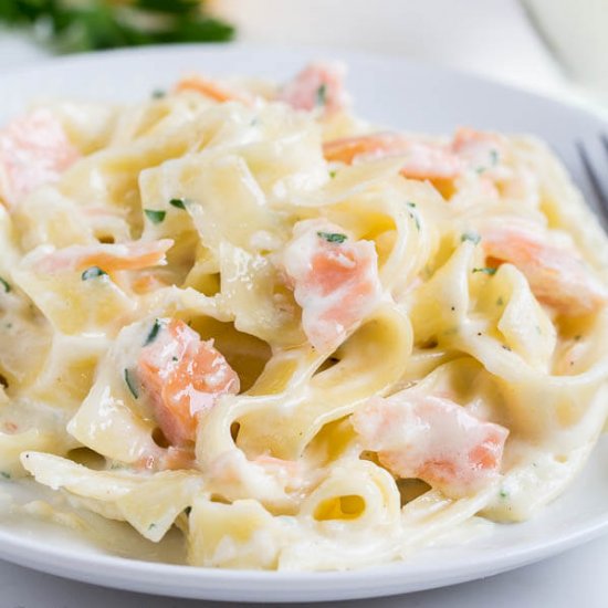 Smoked Salmon Fettuccini Alfredo