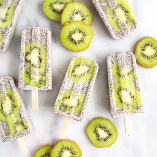 Kiwi coconut chia popsicles