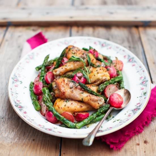 Maple Mustard Drumsticks & Veggies