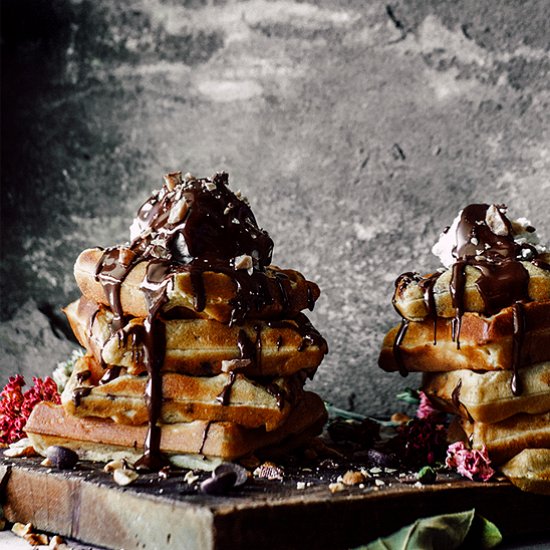 Peanut Butter Toffee Waffles