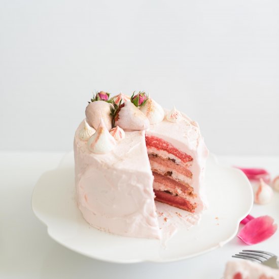 Pink Strawberry Birthday Cake