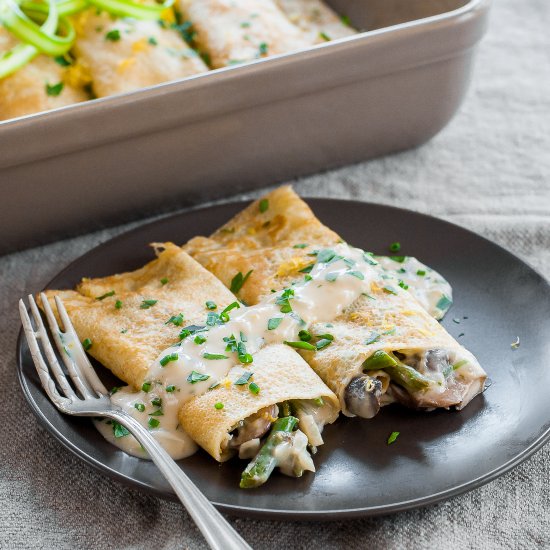 Asparagus Mushroom Crepes