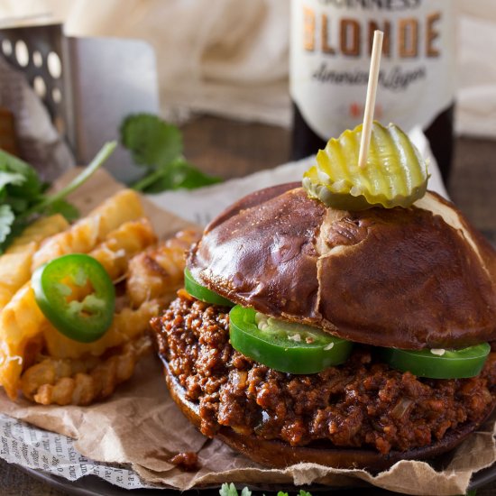 Beef Chorizo and Beer Sloppy Joes