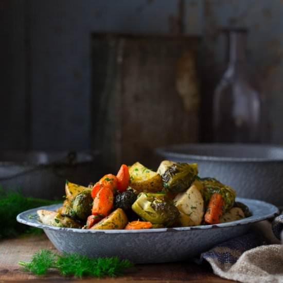 Roasted Root Vegetable Spring Herbs