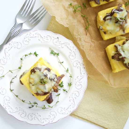 Mushroom Ragu over Polenta Squares