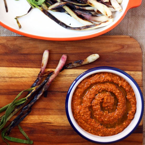 Charred Calçots and Romesco Sauce