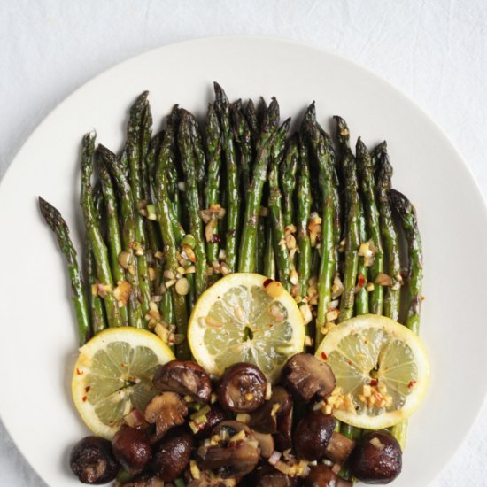 Roasted Asparagus and Mushrooms