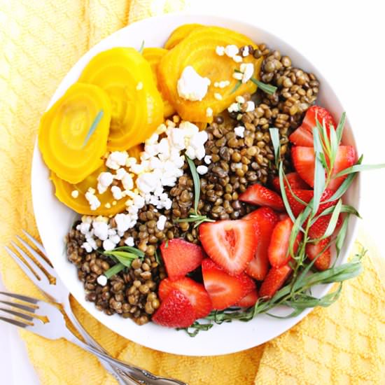 Beet and Lentil Salad with Strawberries