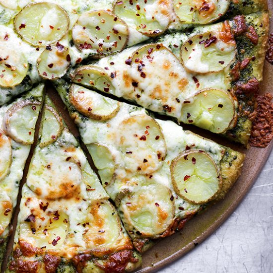 Potato Pizza with Kale Pesto