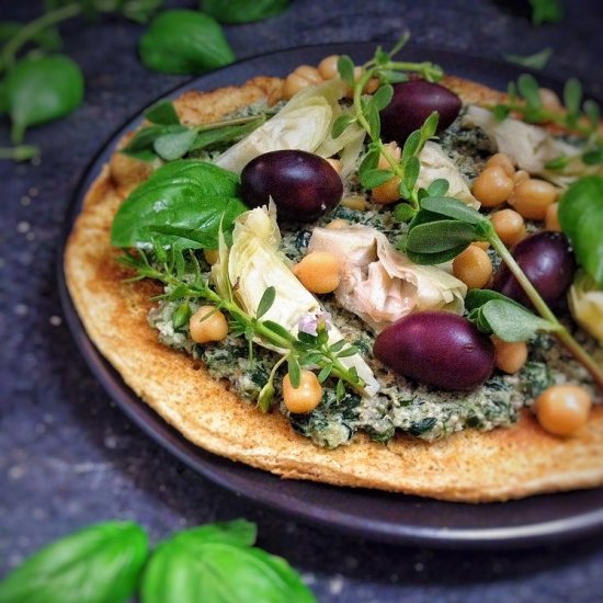 Chickpea Pizza with Herb Pesto