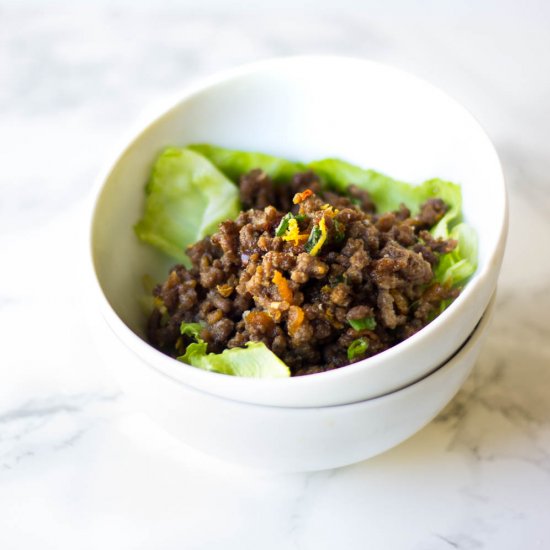 Orange Beef Glazed Lettuce Wraps